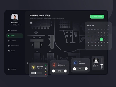 Office Control App animation calendar control dashboard design interaction platform schedule ui uiux ux web web app web design web interaction web site widget workspace