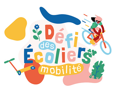 Défi des Ecoliers "Mobilité" - Proposition n°2 branding colors design flat fun illustration minimalist mobility modern move run school territory vector