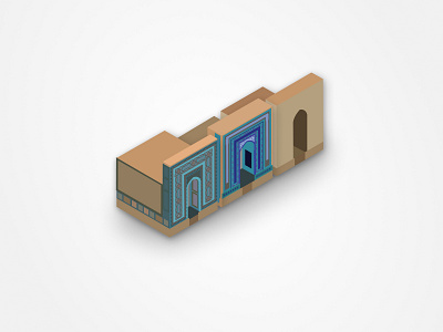 Shah-i-Zinda blue complex illustration isometric isometric design mausoleum samarkand shah i zinda uzbekistan