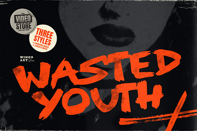 Wasted Youth - 90s Grunge Inspired Brush Font by Wingsart Studio retro style