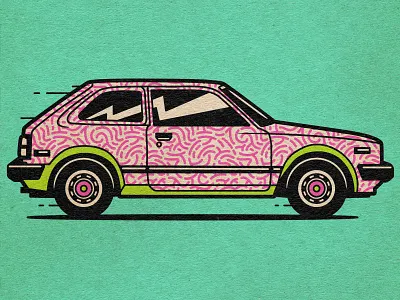 '82 Honda 1983 automobile car civic honda illustration illustrator msg317 vector vintage