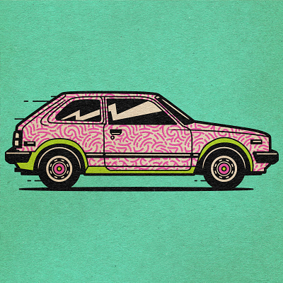 '82 Honda 1983 automobile car civic honda illustration illustrator msg317 vector vintage