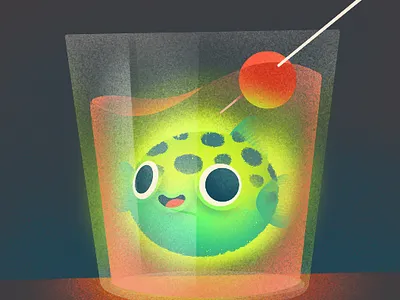 Blowfish animal blowfish cartoon character characterdesign cocktail drink fish illustration