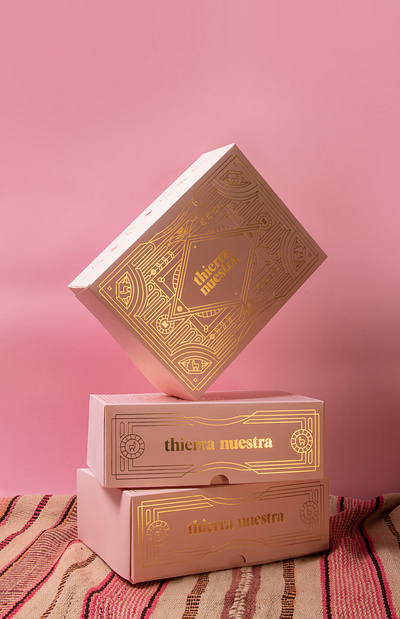 Thierra Nuestra™ — Knitwear for a lifetime box branding fashion fashion branding foil gold gold foil graphic design hotstamping knitwear logo packaging packaging design pink sustainable visual identity