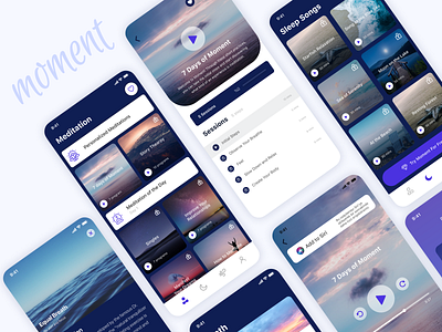 Moment Meditation App Design branding clean ui design graphic design illustration ios ios app design logo meditation relax ui