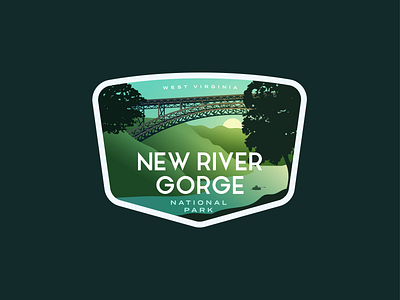 New River Gorge National Park badge badges bridge canyon east coast forest gorge logo national park national parks new river gorge outdoors retro river sticker stickers west virginia