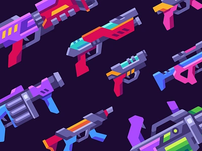 Bounce in Space 3 - weapons design flat game grenade launcher gun illustration pistol rifle shotgun sniper vector weapon