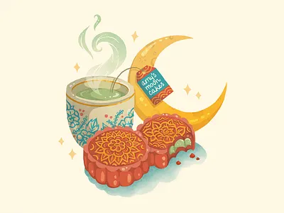 Amy's Mooncakes apparel bakery digital illustration food illustration illustration ipad pro lunar new year mooncake mooncakes procreate tote bag