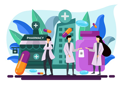 Doctor Pharmacy Flat Illustration branding corona design doctor flat gradient color icon illustration logo medicine modern pharmacy trend ui ux vector