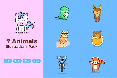 Cute Animal Illustrations animal animals character design graphic design illustration pattern