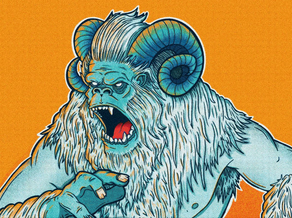 The Yeti 2d apparel artwork character colorful commission drawing illustration monster procreate roman yeti