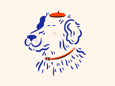 Red Beret animal design dog doggo hand drawn illustration illustrator line art pet procreate sketch texture