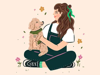 Rover Portrait design dog dog mom hand drawn illustration illustrator people pet pet owner procreate rover woman