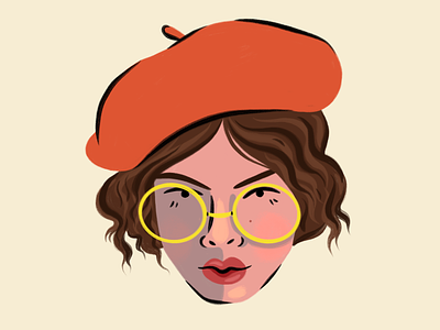 French Girl beret design face frencg hand drawn illustration illustrator people portrait procreate woman