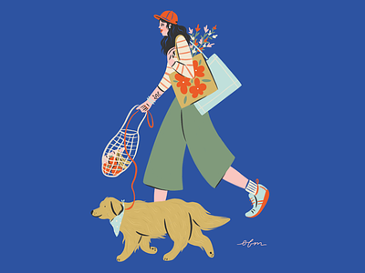 Dog Mom design dog dog mom dog walker hand drawn hat illustration illustrator market people procreate woman