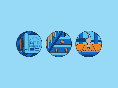 Dunn Lumber Spot Illustrations blueprints deck diy hammer icons illustration lighting lumber nails pencil spot illustration stairs tools wood
