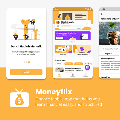 Moneyflix Mobile Application - Learning / Course Finance App course app finance app learning app mobile app mobile app design ui ui design ux ux design