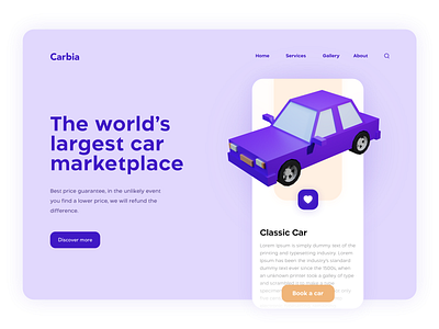 Carbia 🚙 Website 3d blender blender3d car clean design flat illustration isometric low poly lowpoly ui ux vector vehicle vehicles web