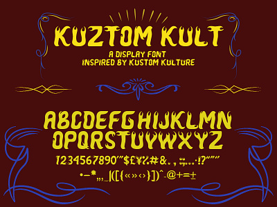 Kuztom Kult Display Font apparel bold font custom font display font font font design font designer graphic kustom kulture ligatures logotype shirt design title font type type design typeface typeface design typography vector