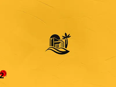 Villa + waves + sun logo design 3d branding creative design graphic design icon identity illustration logo logo collection logofolio logos marca mark symbol trademark vector villa waves