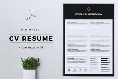 Minimalist CV Resume Vol. 38 3d animation branding clean cover letter cv design cv template design graphic design illustration logo minimalist motion graphics resume resume design resume template ui