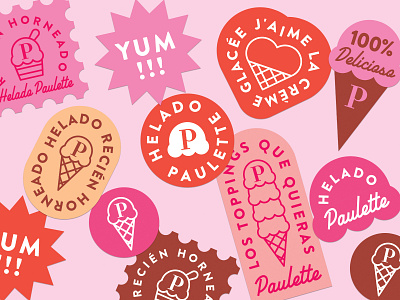 Helado Paulette Stickers branding cute ice cream icons illustration logo stickers