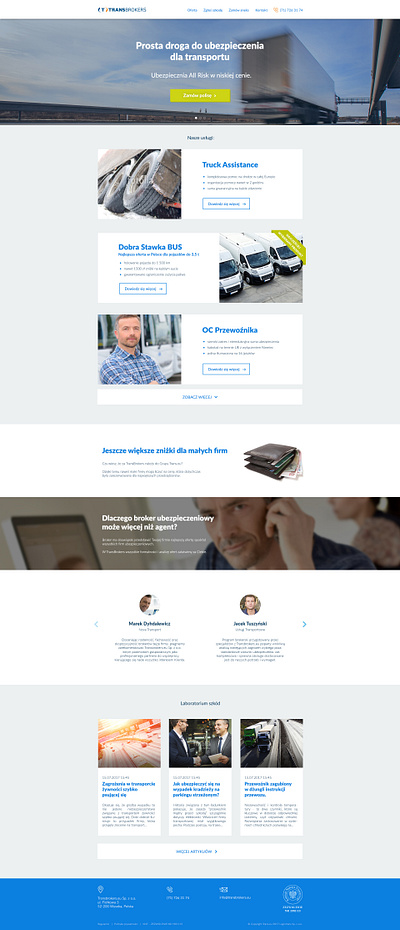 Website for the transport insurance broker design graphic design ui web