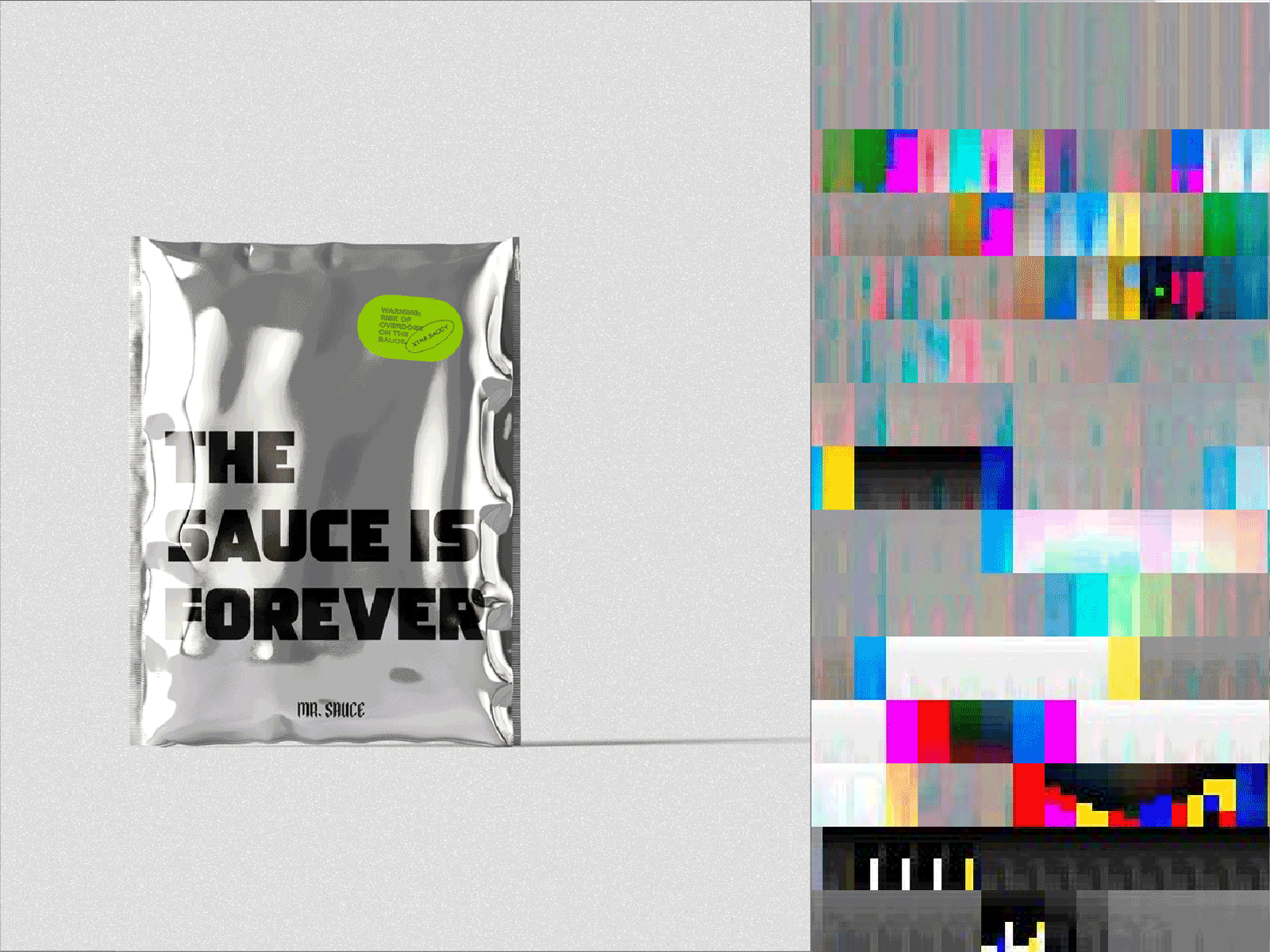 The Sauce Is Forever brand identity branding chrome dark edgy gradient graphic design gritty grungy halographic letterhead logo logotype packaging rainbow static stationary wordmark