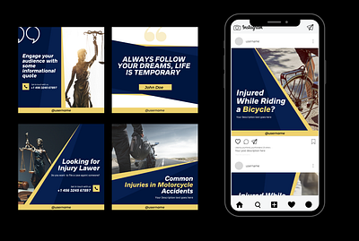 INJURY LAWYER INSTAGRAM TEMPLATES canva custom editiable instagram post social media desgins story