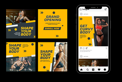 Fitness Instagram templates canva custom design editiable instagram post social media designs templates