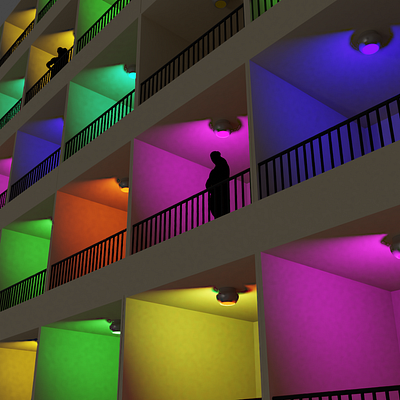 Balconies Now in Technicolor 3d graphic design