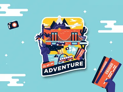 Go on an Adventure adventure design illustration roadtrip stickers travel trip typography united states usa vacation vector