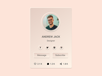 Neumorphism Profile Card Design branding graphic design illustration ui ux website design
