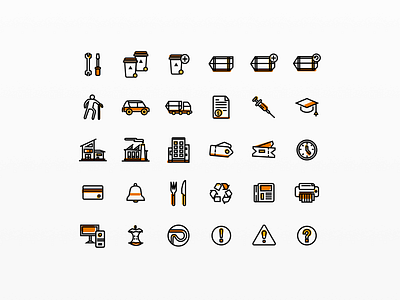 Waste Management icons abstract black clean creative gray grey icon icons interprative jack jackupton jackuptondesign minimalist orange upton