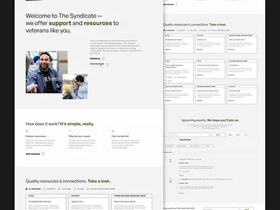Syndicate Landing Page calendar cards community landing page resources support ui veteran web webdesign