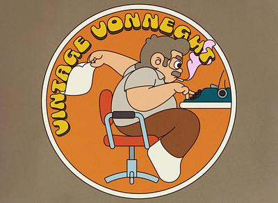 Vintage Vonnegut adobe illustrator author cartoon character illustration illustrator patch retro roundel sticker vonnegut writer