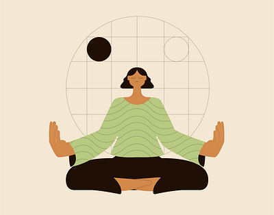 Meditation awareness conscience design drawing duality geometry illustration illustrator meditating meditation thinking vector woman yoga