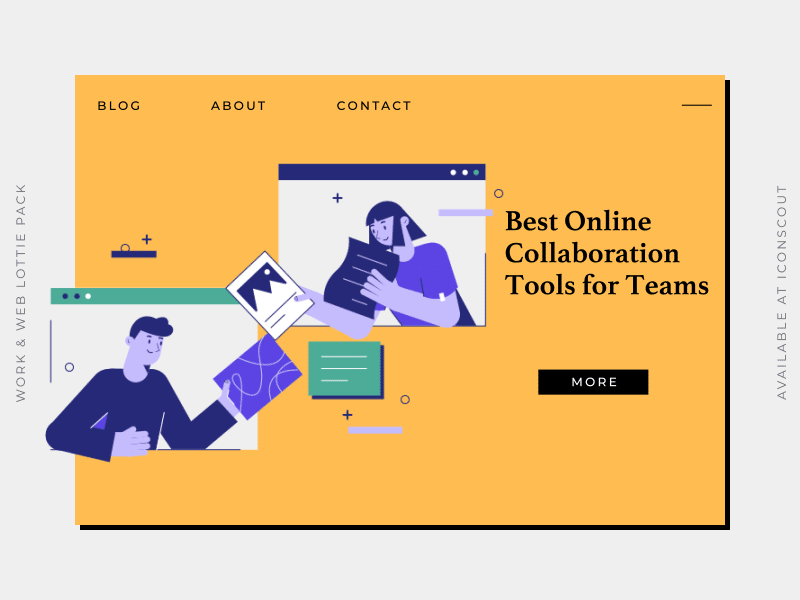 Remote Team, Online Collaboration 2d animation animation design character illustration co workers collaboration flat animation landing page lottie animation lottiefiles motion design motion graphics online remote working svg animation teamwork tools ui ui design web and app website design