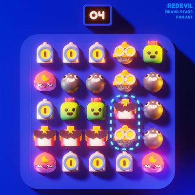 If Brawl Stars is a puzzle game 3d b3d blender brawlstars cartoon gameui icon illustration logo puzzle puzzlegame ui