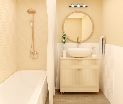 Bathroom Golden 3d 3dmodel bathroom blender cycles elegant gold golden photoshop render toilet wash washroom yellow