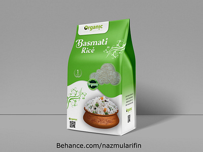 Organic Basmati Rice 3d arifin basmati rice branding design graphic design illustration logo minimalist organic organic basmati rice packaging pouchpackaging ricepackaging tanvir ui