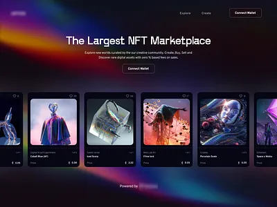 NFT Marketplace art bitcoin blockchain cle clean ui crypto cryptocurrency darkmode digital money digitalart ethereum gradient landingpage minimal nft uidesign