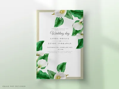 Minimalist wedding invitation with cala lily design nice