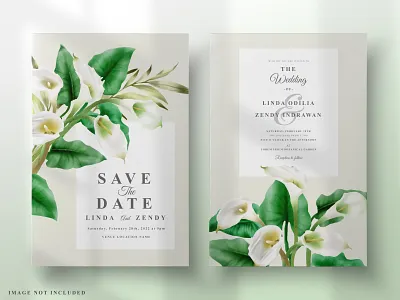 Minimalist wedding invitation with cala lily design nice