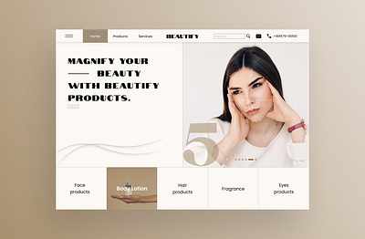 Beautify - Women's beauty products branding design desktop website eye products face products figma hair products illustration landingpage logo typography ui ux vector womens beauty products