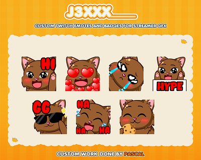 TWITCH EMOTES AND BADGES animal emotes brown cat emotes commission emotes custom pet emotes custom sub emotes cute pet emotes digitalart emotes for twitch pet emotes twitch emotes