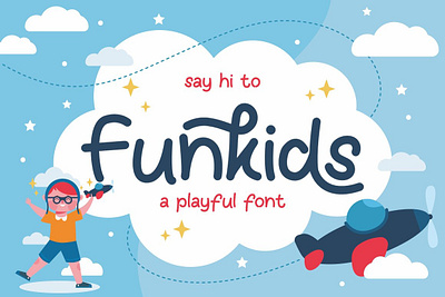 Funkids - playful cute and fun display font adorable book boy children creative cute decorative display font fun girl handwriting joy kids lettering monoline playful sweet typeface young