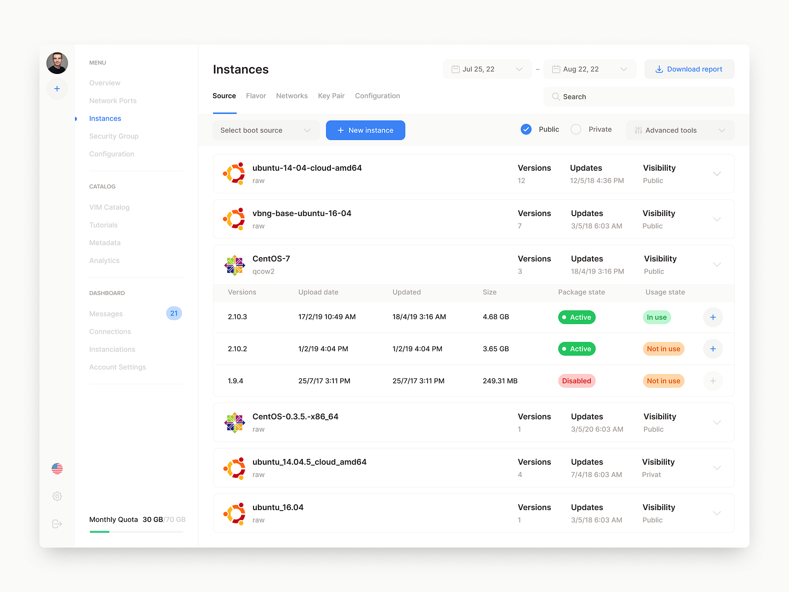 Instances Management by Tonya Katskel on Dribbble