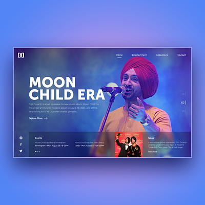 The Superstar The Diljit Dosanjh concept web design branding creative design diljit diljitdosanjh graphic design homedesign illustration jimaar jimaarofficial logo moonchildera ui uiux ux web webdesign webpage website websitedesign