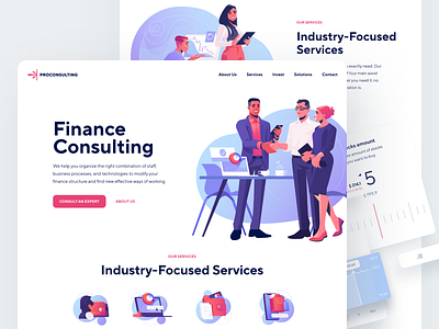 Website Design For Financial Assistant Service 2d illustration character illustrations design finance financial service fintech illustration interface landing landing page service ui user interface ux web web design website website design